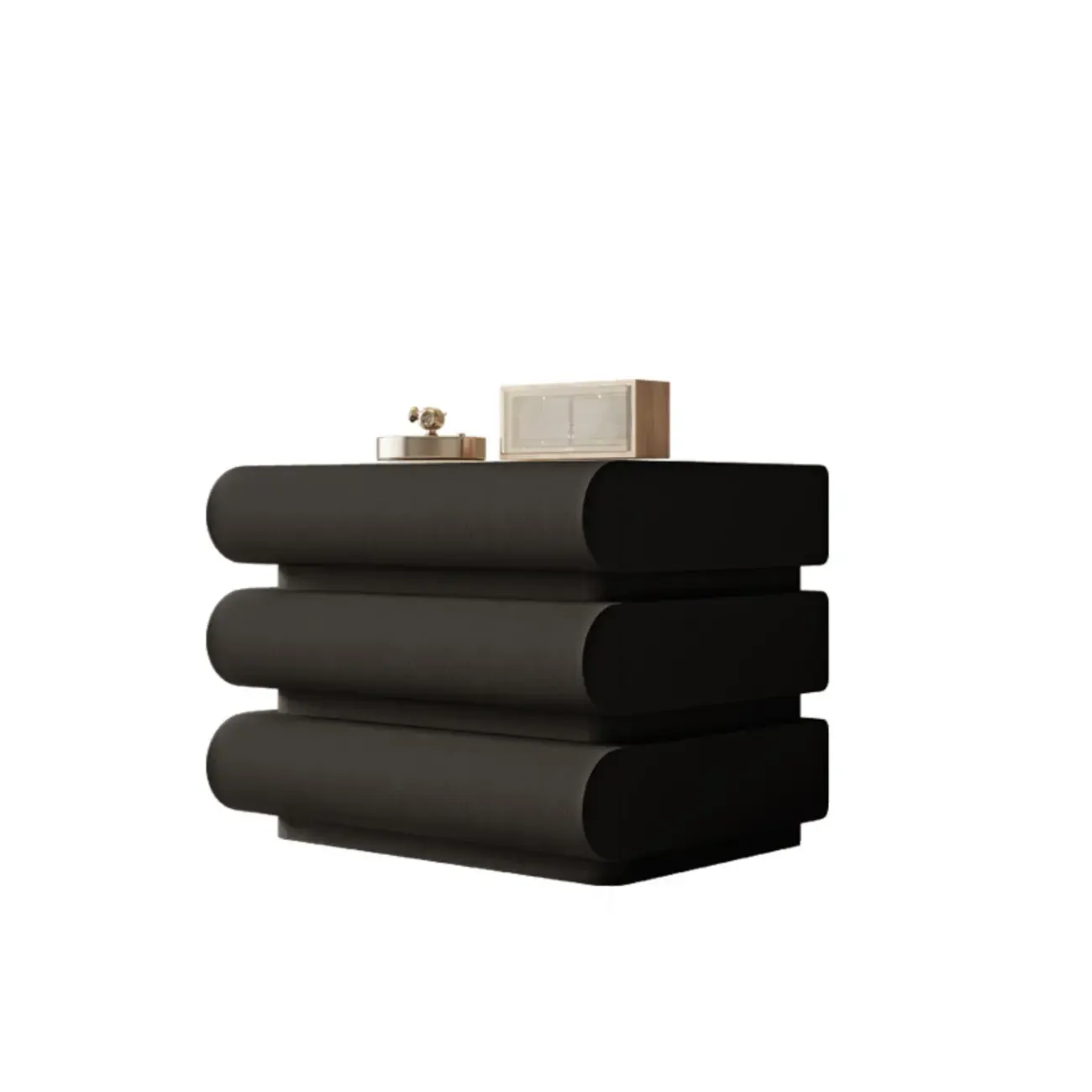 Modern Bedside Table with 3 Drawers in Off-White