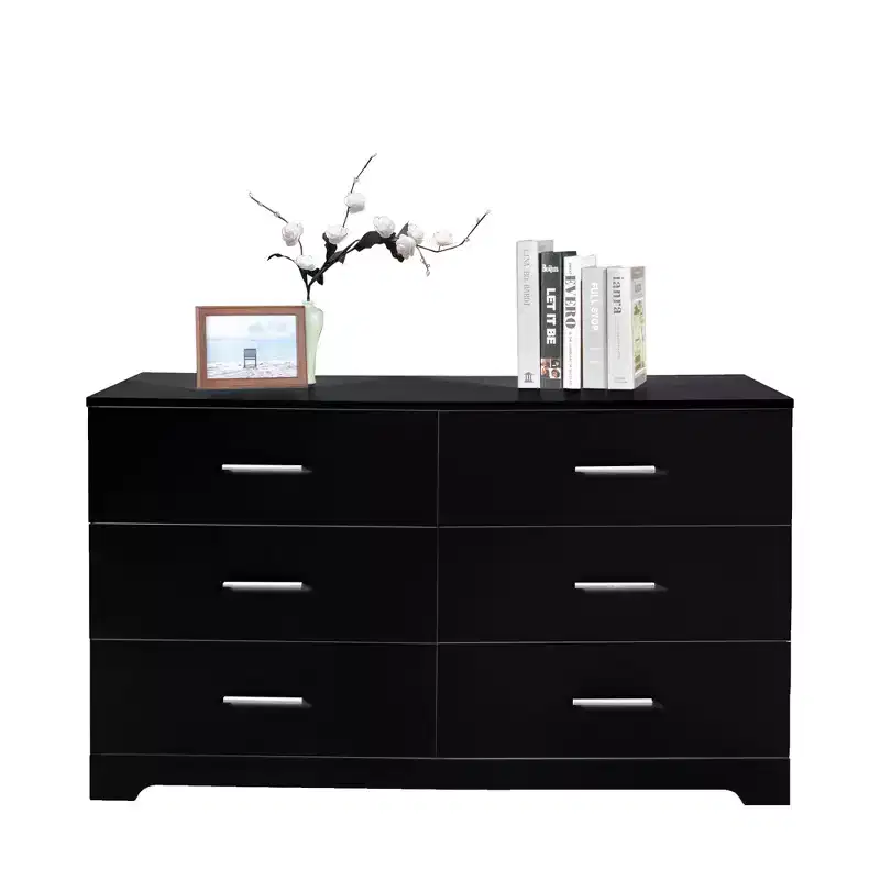 Karl Home 6-Drawer Black Particle Board 47.24in. W Chest of Drawer