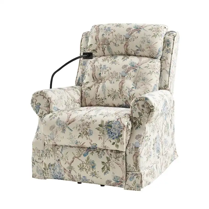 Traditional-Style Electric Lift Recliner (with Massage, Heating, and Manually Adjustable Headrest)
