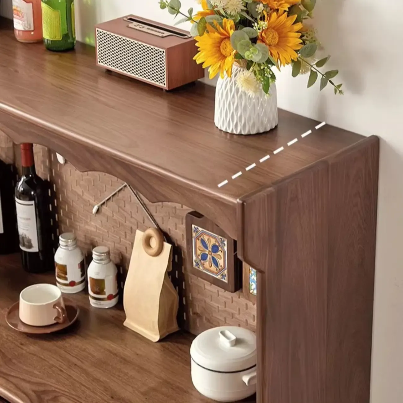 Lighting Wooden 3-Drawer Pegboard Back Brown Sideboard