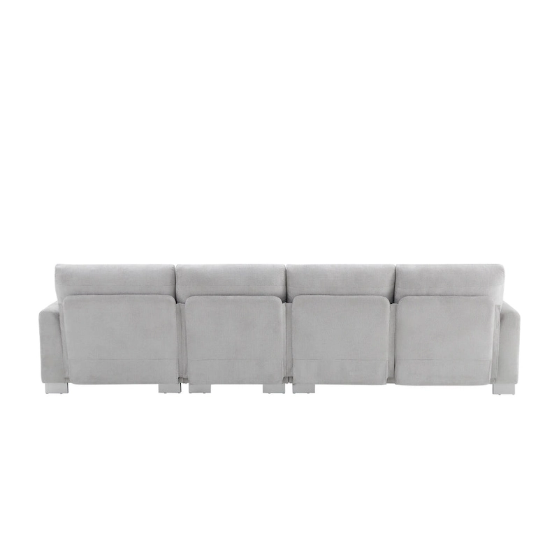 119  Chenille L-Shaped Sectional Sofa with Chaise Lounge and 2 Pillows