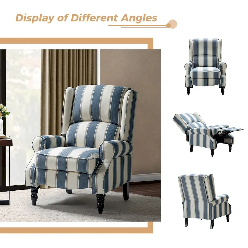 Olympus Upholstered Classic Manual Wingback Recliner with Solid Wood Legs Set of 2 by HULALA HOME