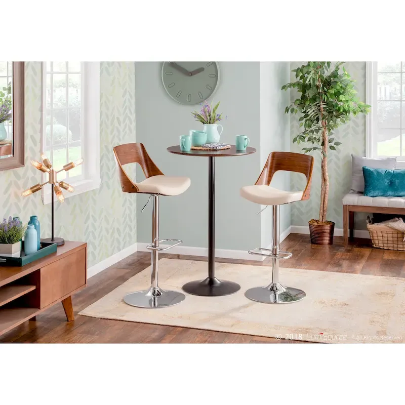 Stone Adjustable Dining, Counter, or Bar Table in Metal and Wood