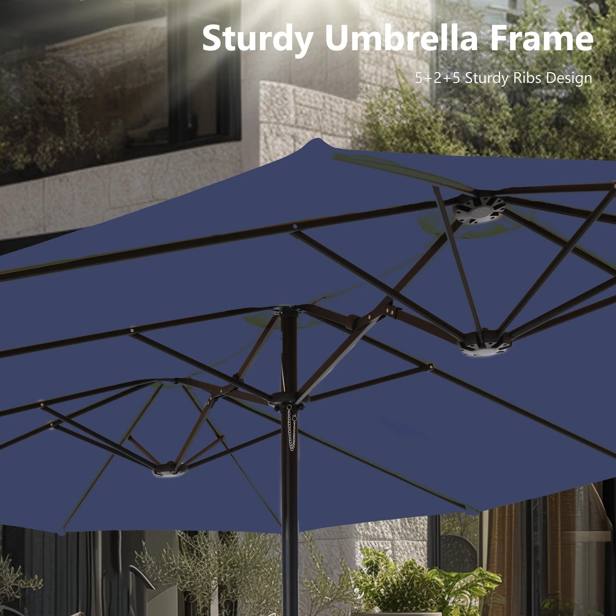 MAISON ARTS 15ft Double-Sided Patio Extra Large Twin Umbrella with Base Included