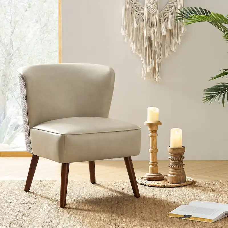 Alexander Mid-Century Modern Side Armchair with Solid Wood Legs by HULALA HOME