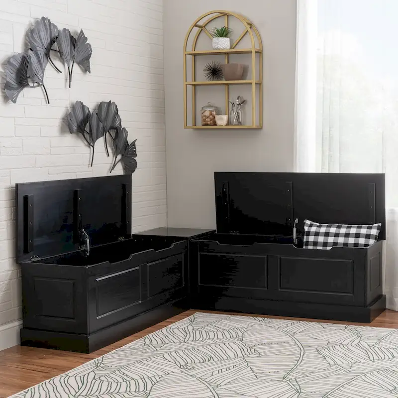 Josie Black Wooden 3-Piece Nook & Table Set