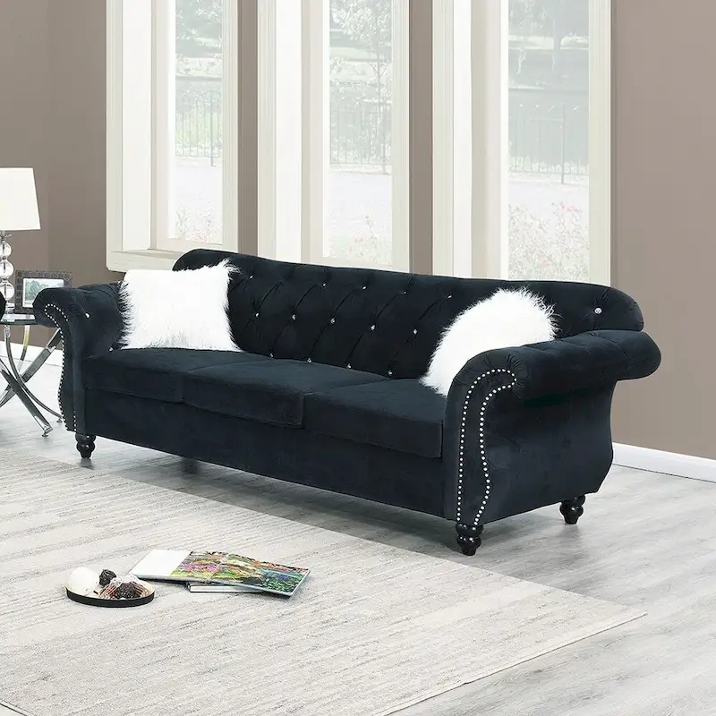 Living Room Sofa with Button Tufted Back
