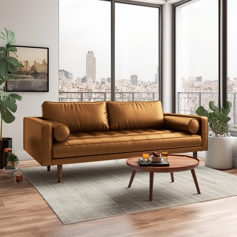 Monica 70 Faux Leather Square Arm Sofa