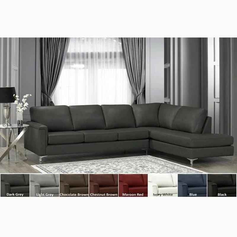 Malibu L-shaped Top-grain Leather Sectional Sofa - 122.5 x 85 x 36.5 x 35