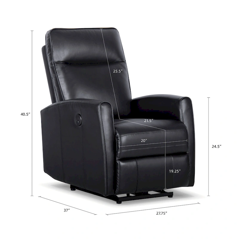 27.75 Width Genuine Leather Power Recliner Couch With USB Charger