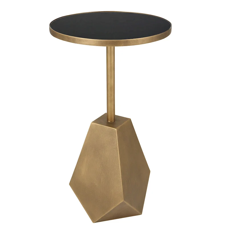 Bronze & Black Glass Geometric Accent Table (14