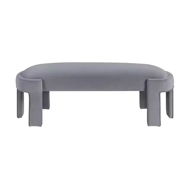 Okak Modern Stylish Velvet Fabric Upholstered Bench with Plywood Frame,Luxurious Comfort Oval Ottoman for Bedroom,Entryway