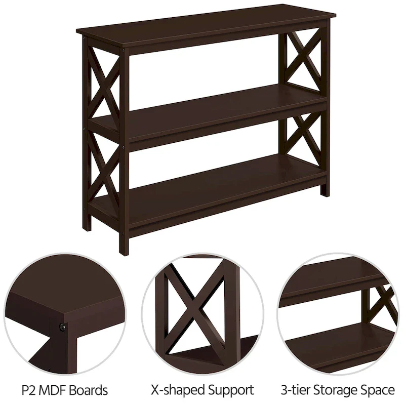 Yaheetech X-Design 3 Tiers Wooden Entryway Console Table