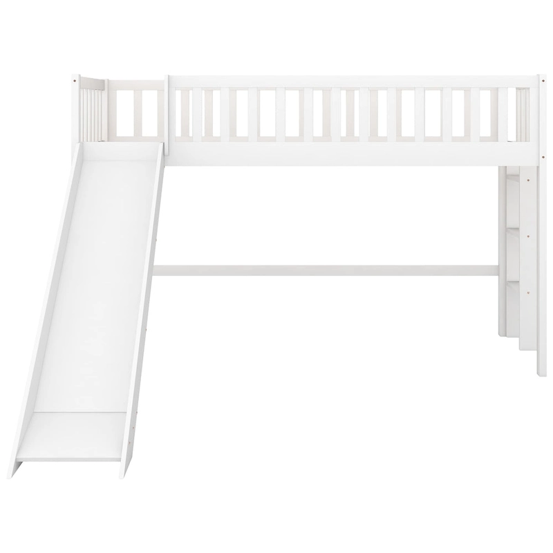 Pine Low Loft Bed with Slide