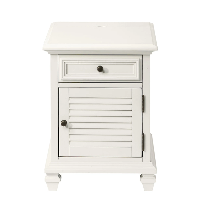 Steve Silver Castana Modern Farmhouse Soft White Side Table with USB