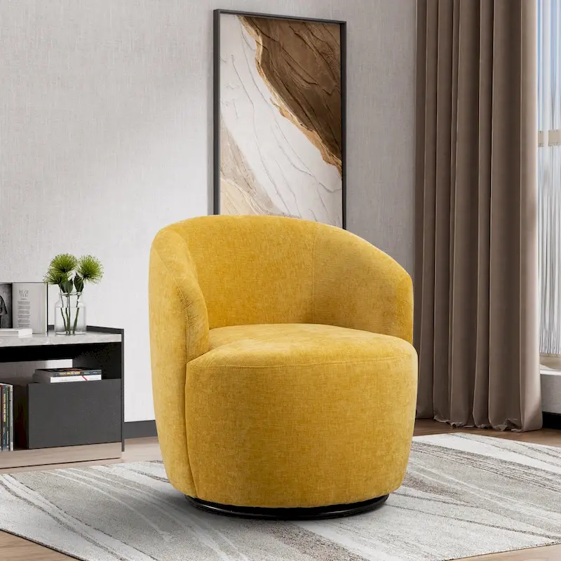 Ouyessir Accent Upholstered Round Velvet 360 Degree Swivel Sofa Chairs