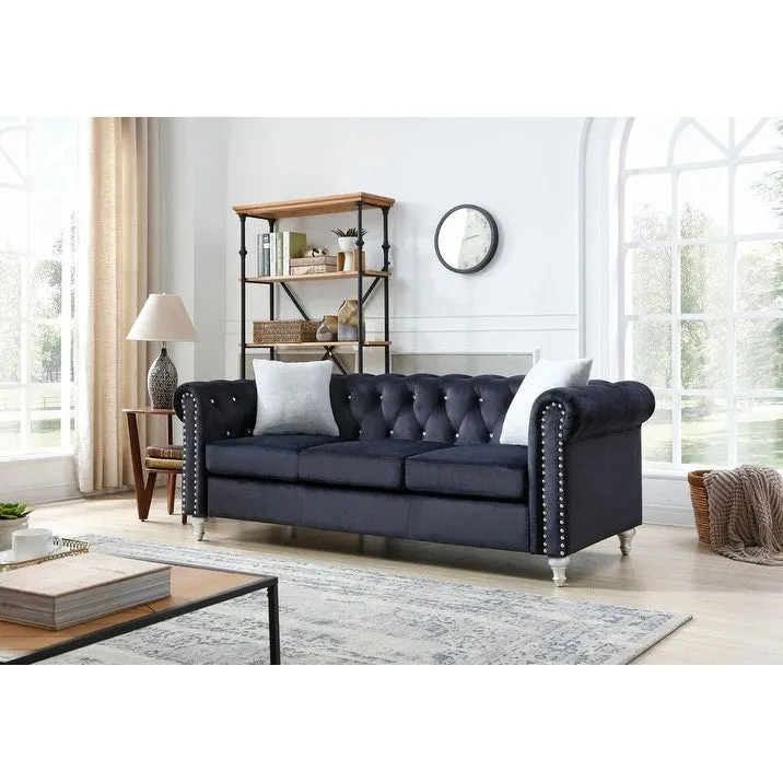 Raisa Microsuede Velvet Tufted Sofa