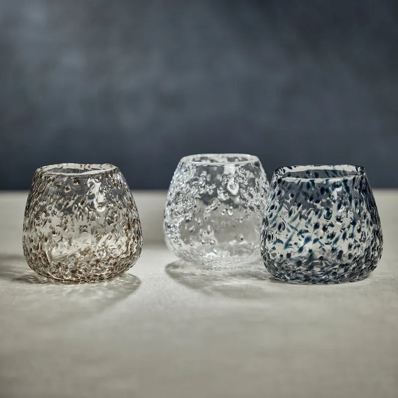 Elodie Glass Vase/Candle Holder w/ Glass Chips