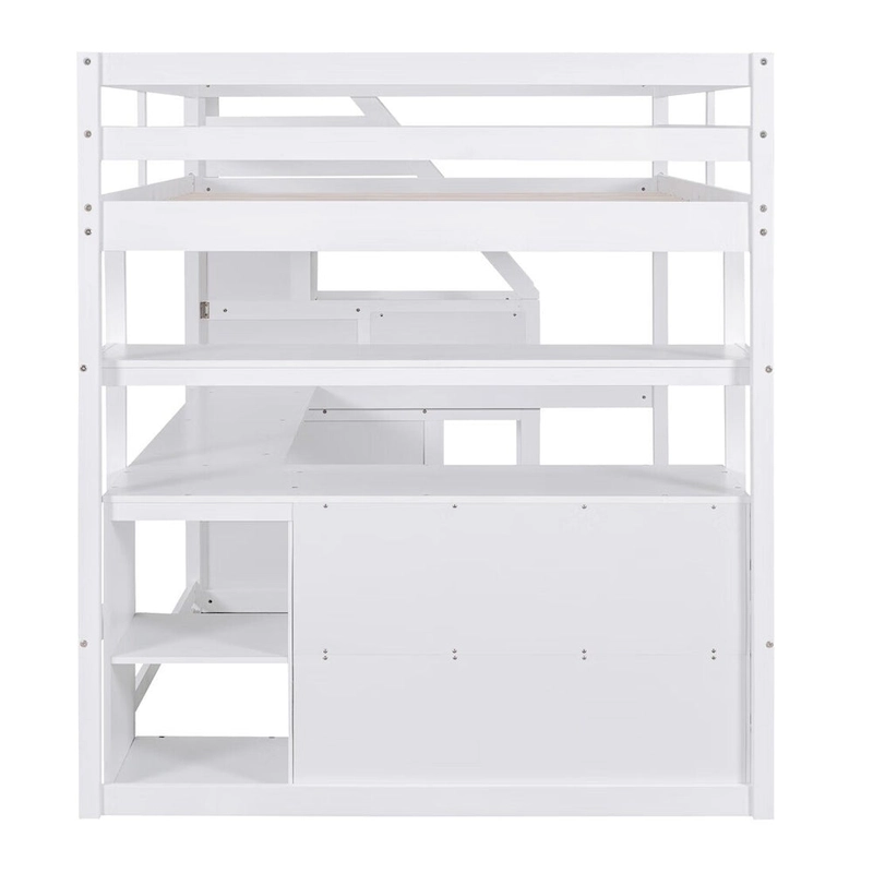 Merax Loft Bed with Desk and Shelves