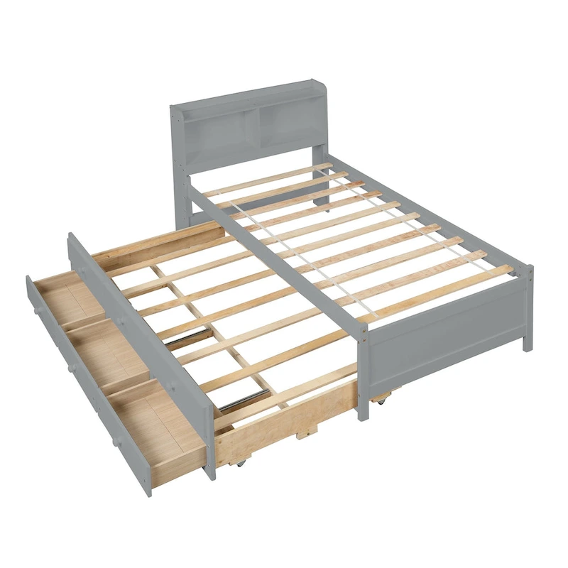 Twin Bed with Twin Trundle,Drawers