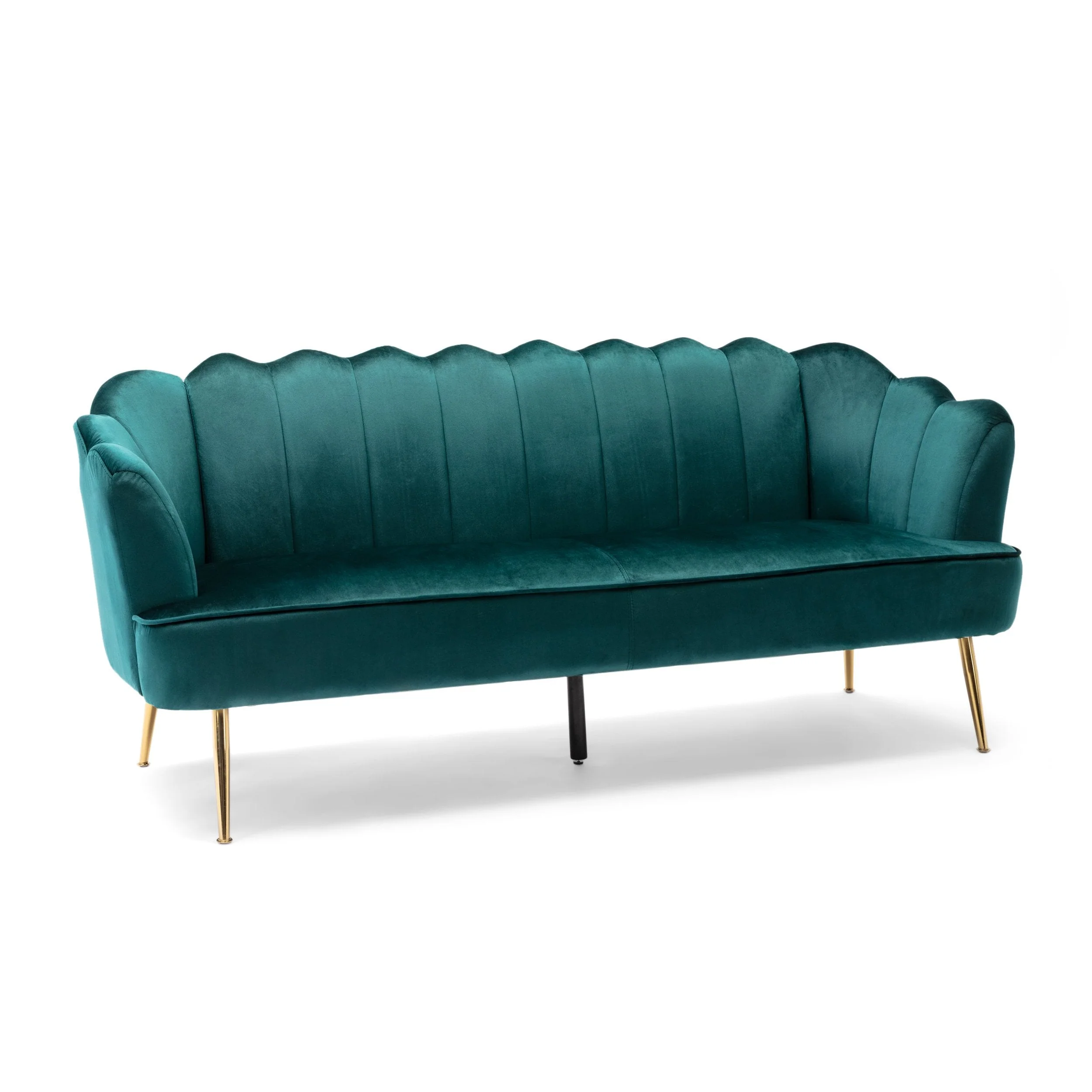 Modern Glam Velvet Channel Stitch 3 Seater Shell Sofa - NH378413