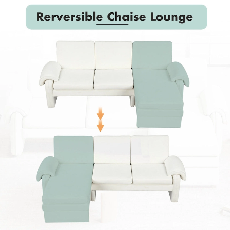 94.1 Chenille L-Shaped Futon Sofa with Adjustable Backrest & Reversible Chaise