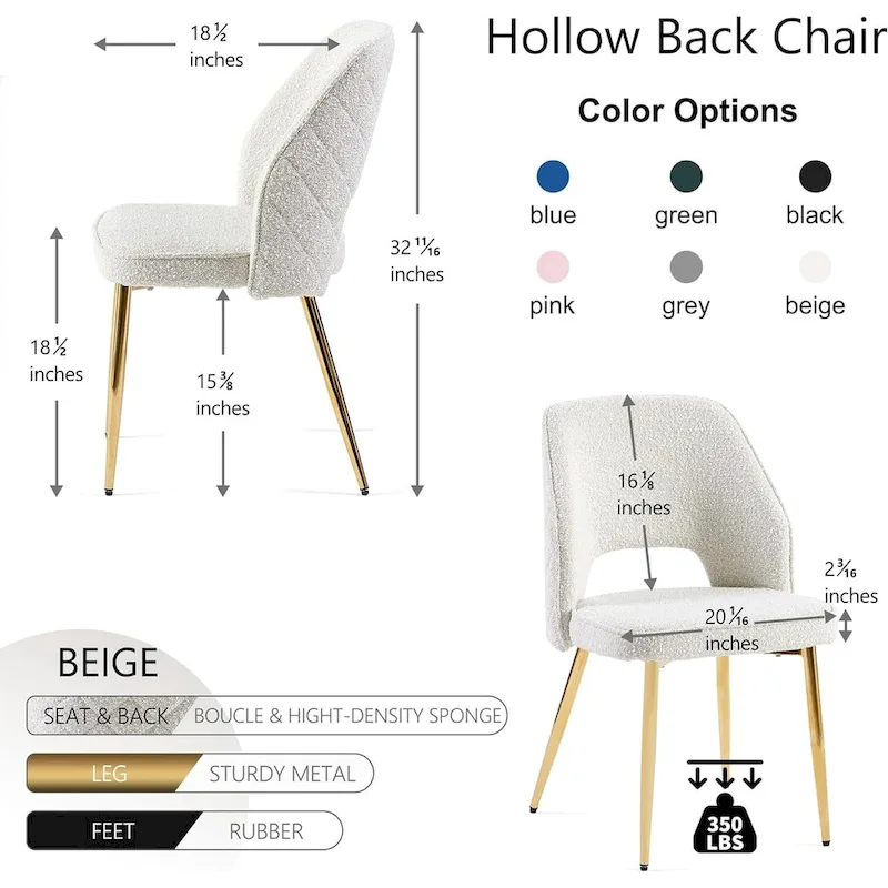 Howtai Upholstered Home Chair Hollow-Back Set of 4