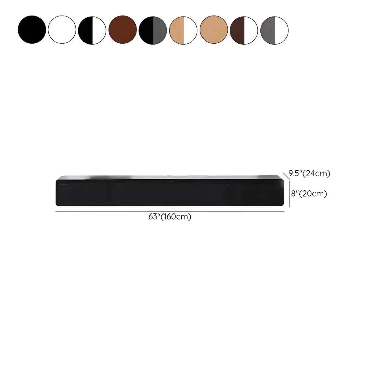 Rectangular Wall-Mounted Wood Drawers TV Stand White