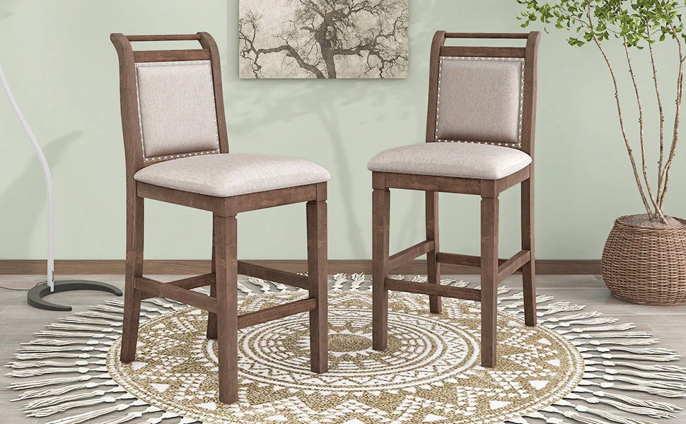 Walker Edison | 3-Piece Wood Counter Height Drop Leaf Dining Table Set with Chairs