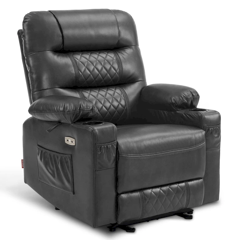 MCombo Electric Power Recliner Chair with Heat and Massage, Leather PR621