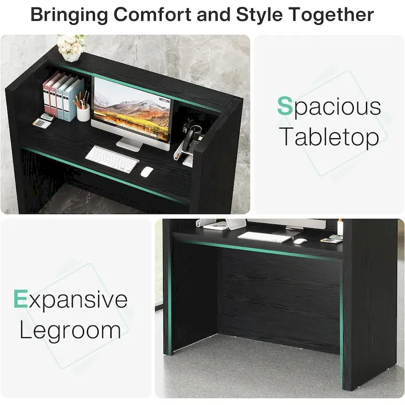 Reception Front Desk with Counter, E1 Particle Board, 47.24