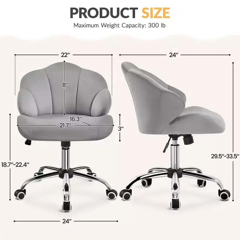 Yaheetech Set of 2 Swivel Upholstered Desk Chair with Tufted Shell-Shaped Back and Adjustable Seat Height