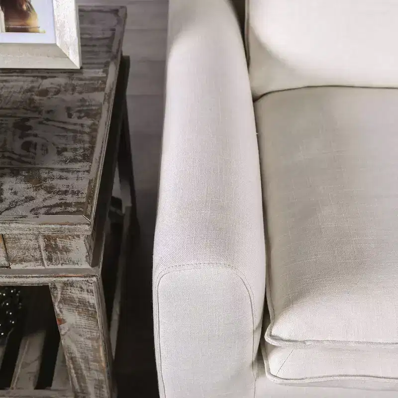 HOMES: Inside + Out Gubera 82" Mid-Century Sofa Cotton Linen Blend Upholstery with Feather Blend Cushions