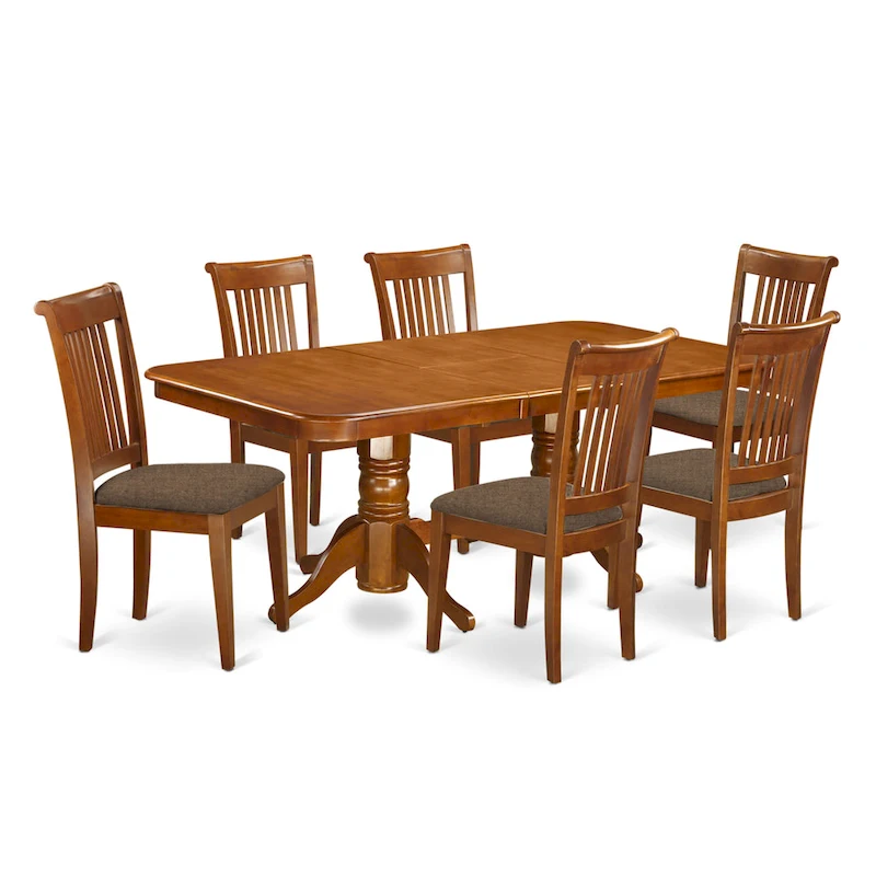 East West Furniture 7 Piece Dining Table Set- of a Rectangle Wooden Table and 6 Dining Room Chairs, Saddle Brown (Seat Option)