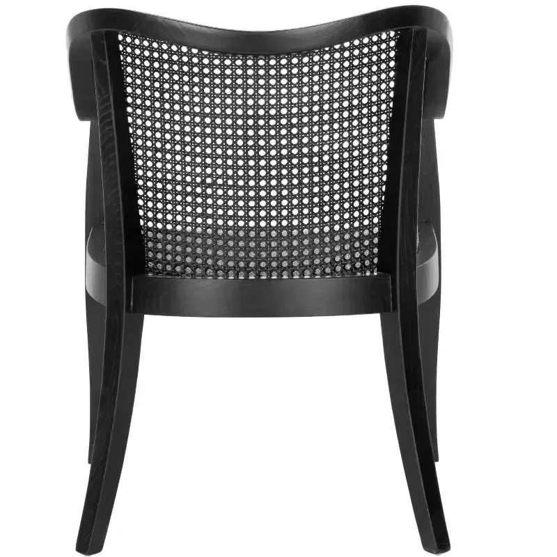Cane Dining Arm Chair – Elm Wood Frame, Curved Back, White, 275 lb Capacity