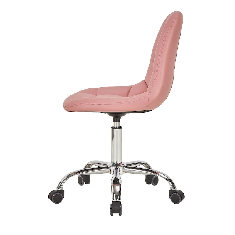 Armless Home Office Chair, Height Adjustable Computer Desk Chair with Wheels