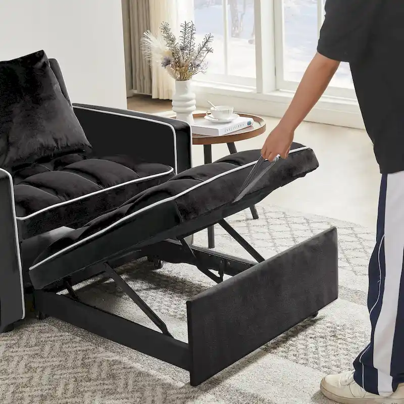 Three-in-One Folding Sofa Chair Bed with Adjustable Back - 33.85 x 35.43 x 31.10