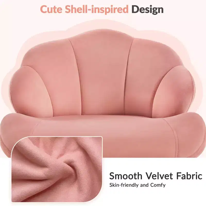 Yaheetech Set of 2 Swivel Upholstered Desk Chair with Tufted Shell-Shaped Back and Adjustable Seat Height