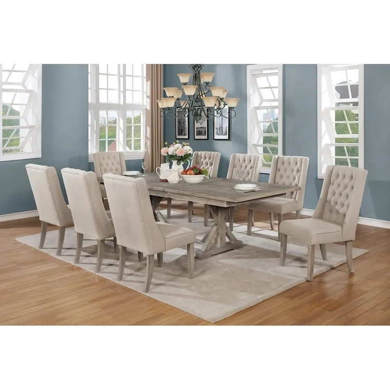 Best Quality Furniture 9-Piece Dining Set with a 18 inch Leaf