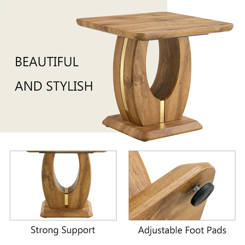 23.6 Square Coffee Table with Gold-Tone Leg Strips