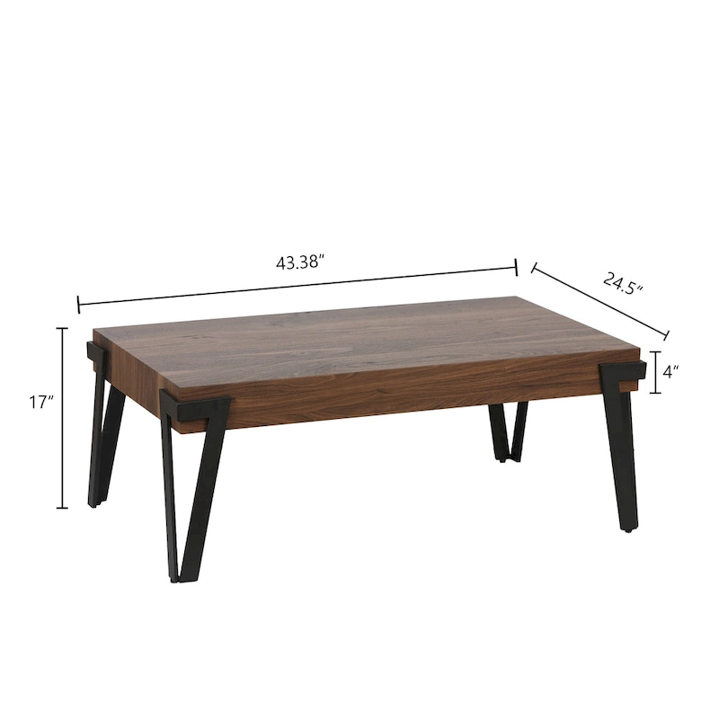 43-inch Industrial Wood and Metal Coffee Table - 17 H x 43.38 W x 24.5 D