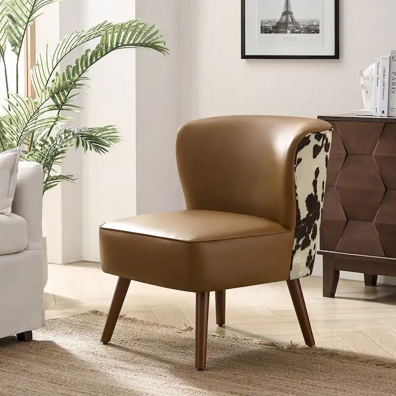 Alexander Mid-Century Modern Side Armchair with Solid Wood Legs by HULALA HOME