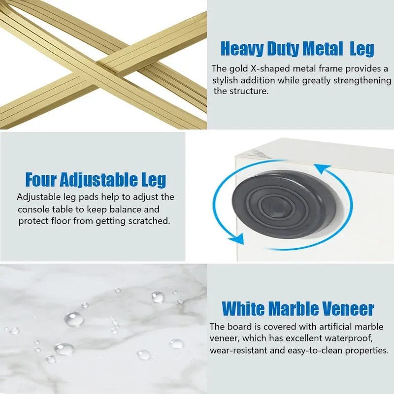 55 Long Sofa Table, Faux Modern Marble Console Table Behind Sofa Couch