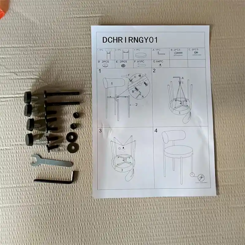 Boucle Dining Chairs,Mid-Century Modern Curved Backrest Chair,2 PCS