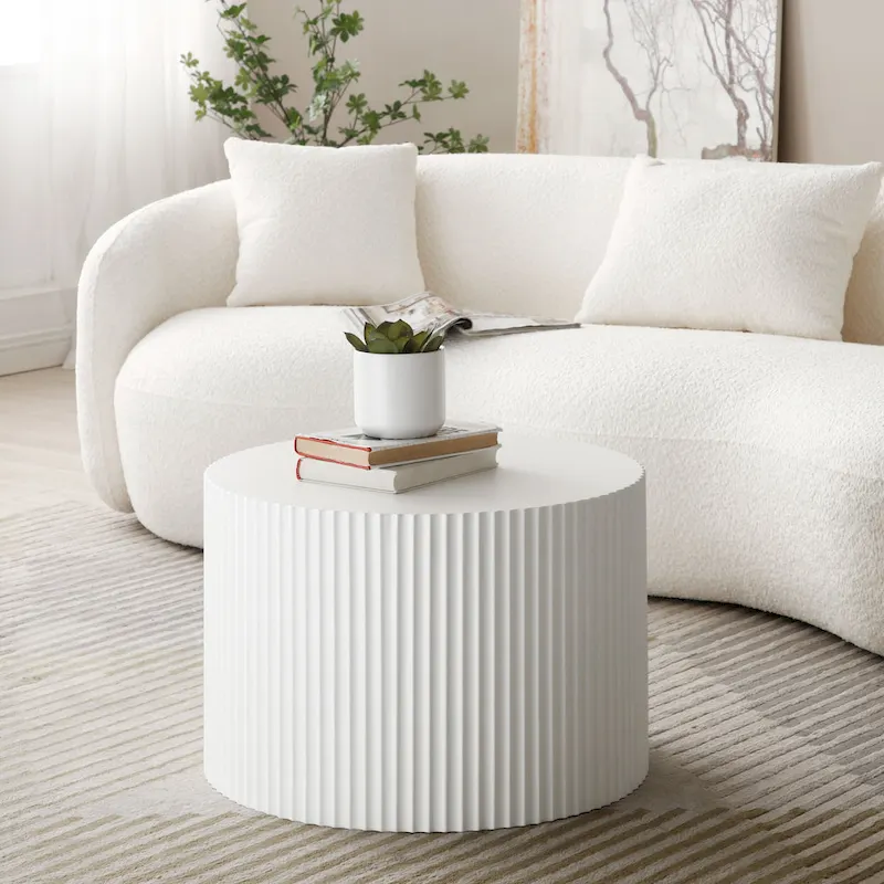 Modern Farmhouse Round Accent Nesting Side Coffee Table Set (Set of 2)