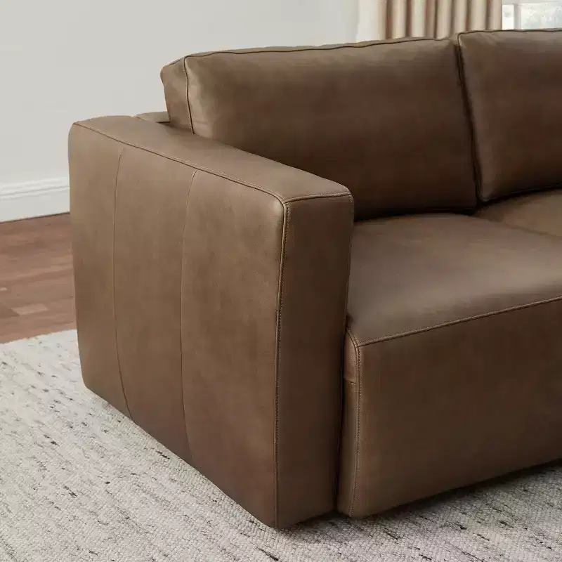 Brown / Chocolate Modular Sectional Sofa, 3-Seater, Leather Upholstered