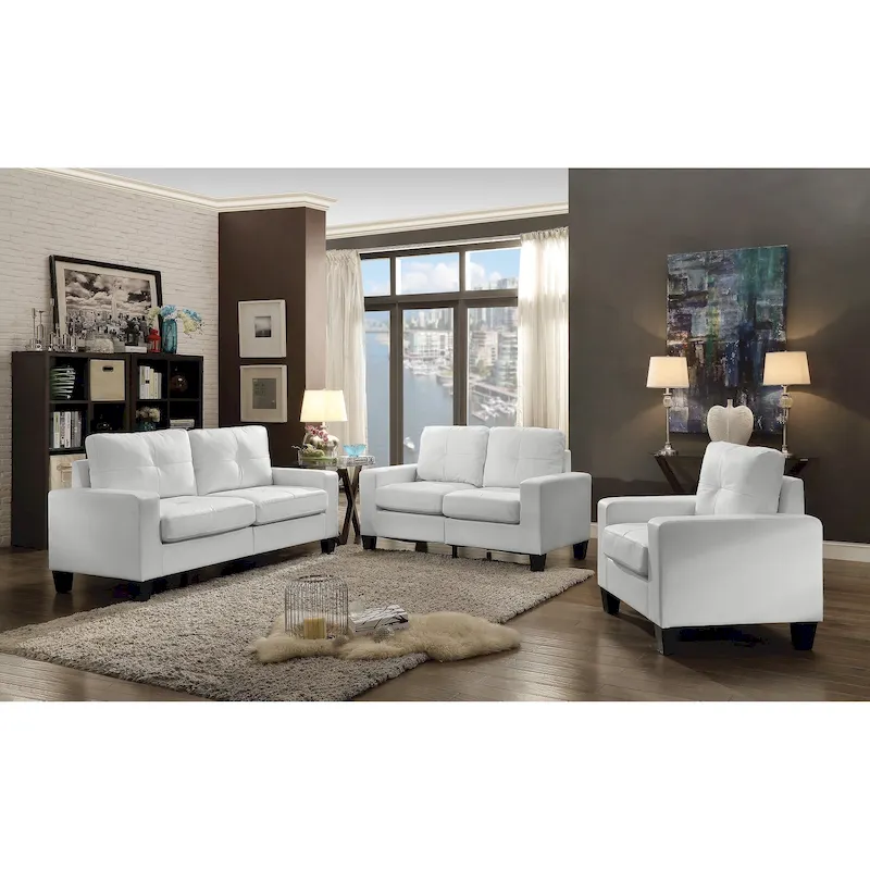 71 in. W Track Arm Faux Leather 3-Seat Sofa