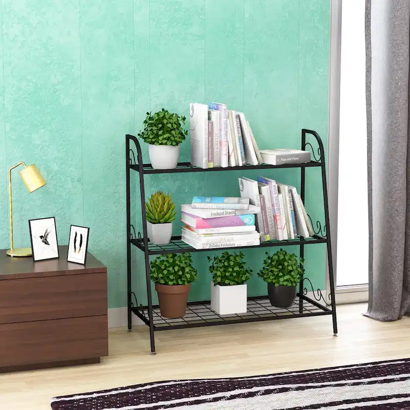 Costway 3-tier Metal Plant Stand Shelf Flower Pot Holder Display Rack