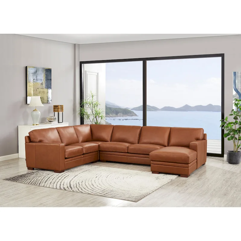 Hydeline Dillon Top Grain Leather Right-Facing Sectional Sofa with Chaise