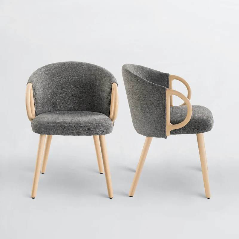 Art Leon Modern Fabric Accent Dining Wood Chair (Set of 2)